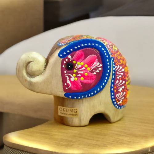 Style 1, Handcrafted Wood Elephant Painted