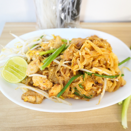 Instant Stir-Fried Noodle Thai Korat Style: Flat Rice noodles and Sauce in Package