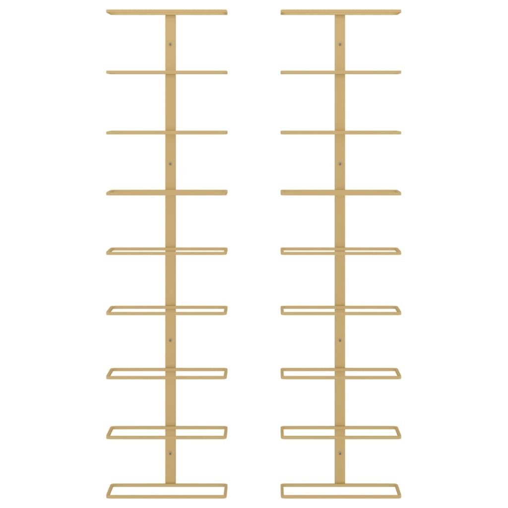 Wall-mounted Wine Rack for 9 Bottles 2 pcs Gold Iron - Image 4