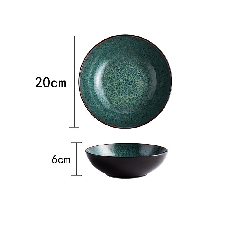 Style: 8 inch bowl - European Green Peacock Pattern Ceramic Tableware - Image 2