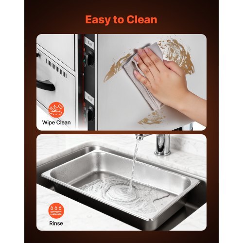 Commercial Electric Drawer Warmer, Two-Drawer Stainless Steel Food Warmer, Freestanding Standard Warming Drawer Cabinet, 85?°F-185?°F Wide Temperature Range, for Restaurant, Hotel Buffet & Bakery - Image 5