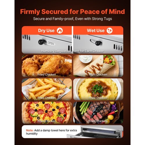 Commercial Electric Drawer Warmer, Single-Drawer Stainless Steel Food Warmer, Built-in Installation Warming Drawer Cabinet, 85?°F-185?°F Wide Temperature Range, for Restaurant, Hotel & Bakery - Image 3