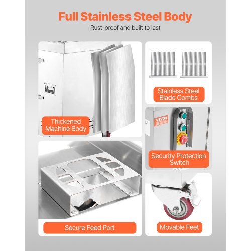 Meat Cutter Machine, 1100W Meat Slicer, 1102 lb/h Commercial Meat Cutting Machine, Stainless Steel, 5 mm Thickness, Detachable Blades, Electric Food Slicer for Kitchen Restaurant Supermarket - Image 5