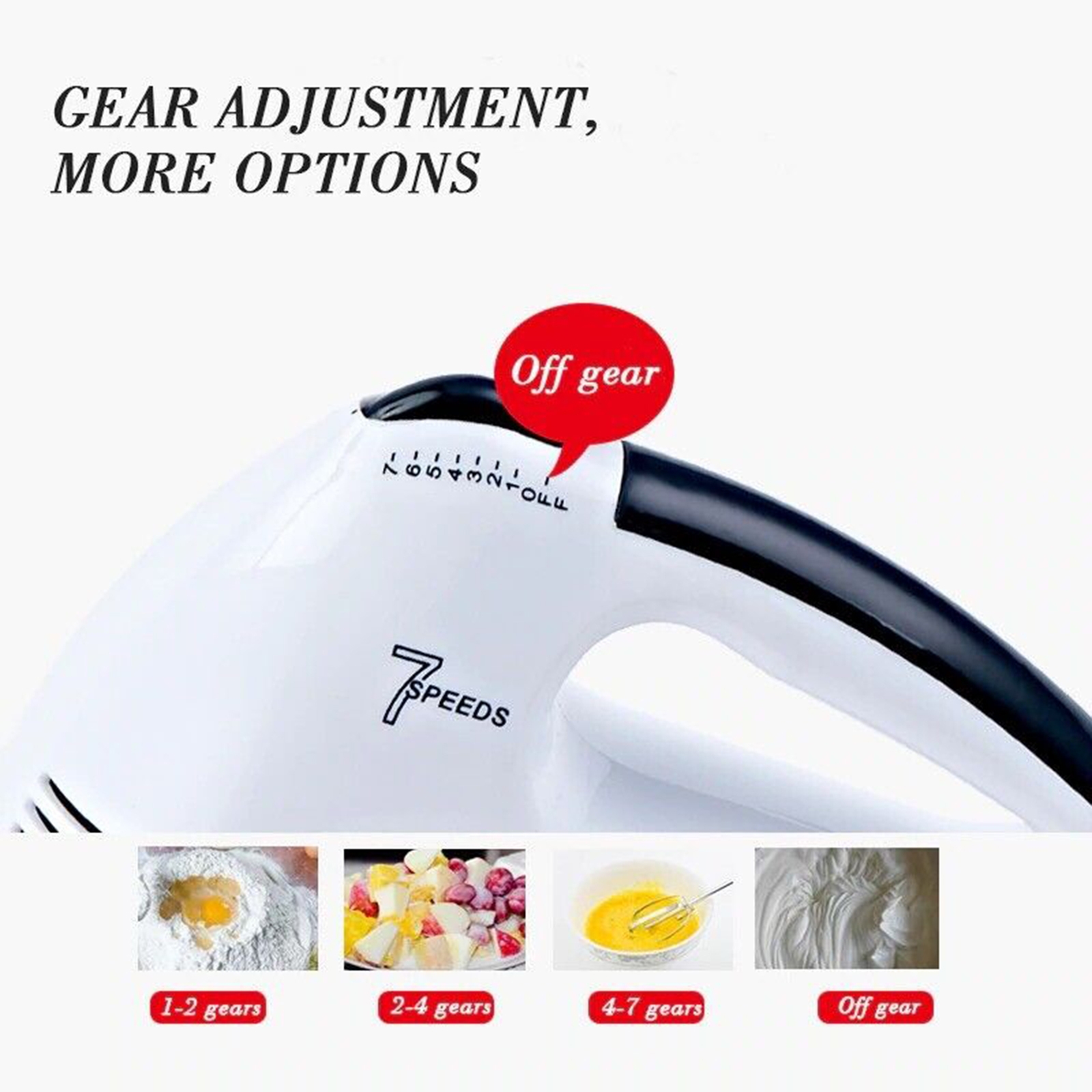 7-speed Automatic Mixer Hand-held Electric Food Mixers Egg Beater UK Plug Black - Image 5