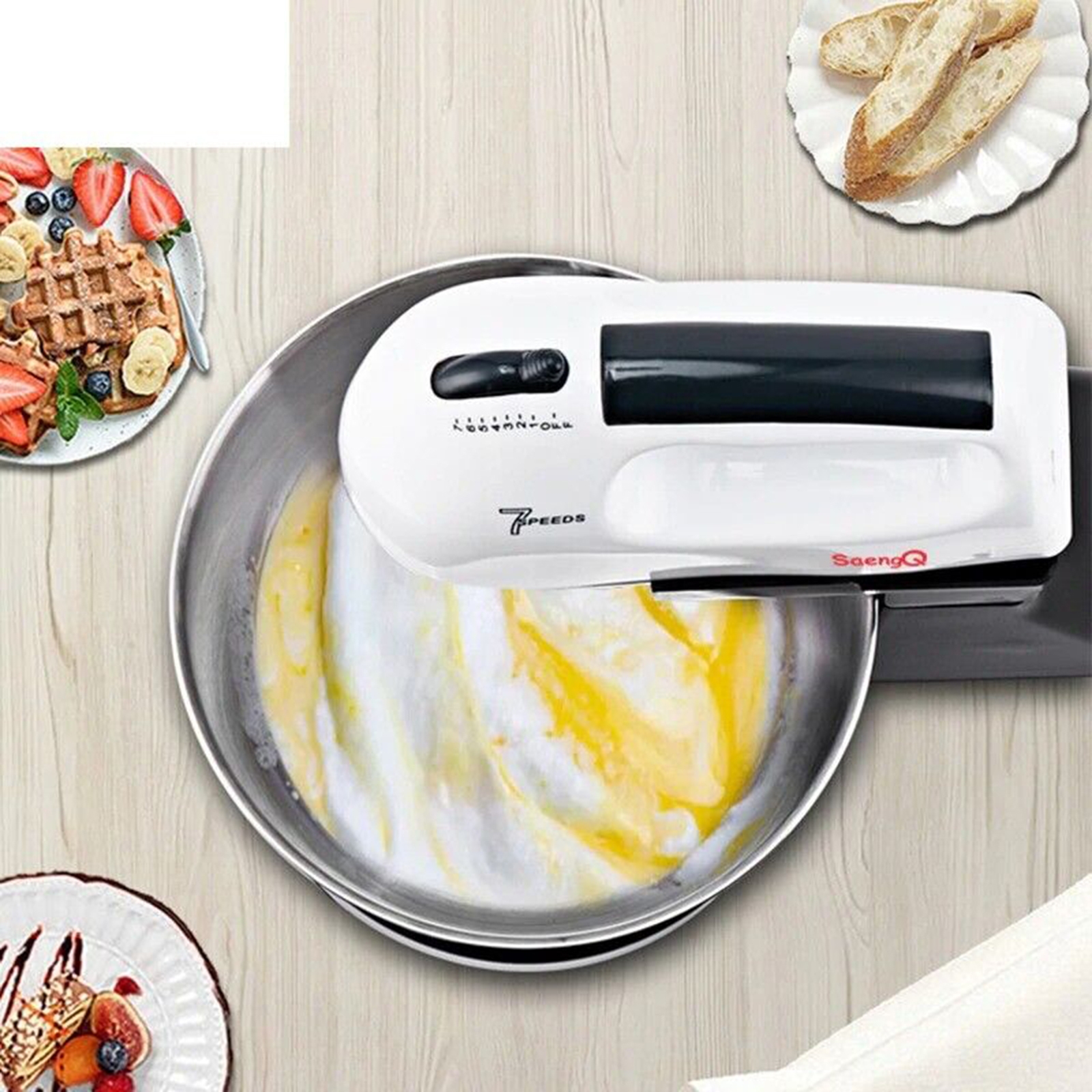 7-speed Automatic Mixer Hand-held Electric Food Mixers Egg Beater UK Plug Black - Image 7