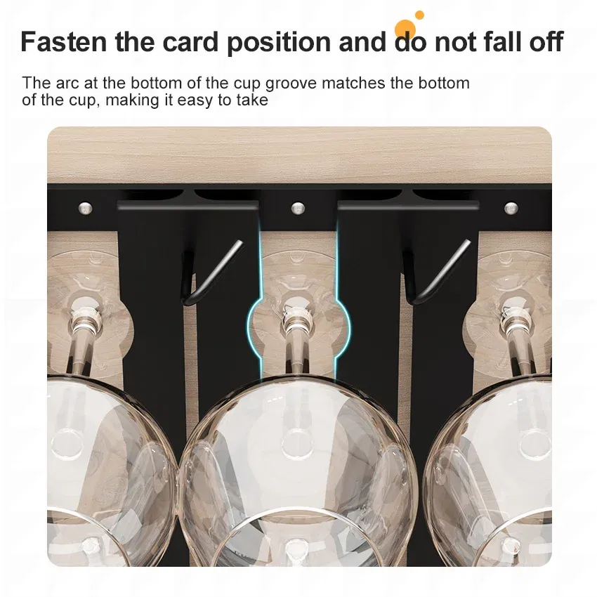 Color: light green - Stainless Steel Under Cabinet Wine Glass Cup Holder Space-Saving Bar Counter Shelf Storage Rack Hanging Hooks Goblet Pokal Stand - Image 7