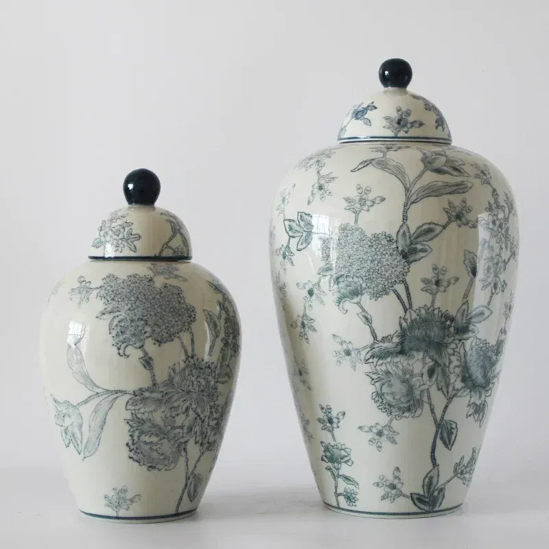 Color: Light Black - Jingdezhen-Antique Ceramics Vases Blue and White Porcelain Ornaments Flower Arrangement, Zen Style, Modern, Handmade Production - Image 6