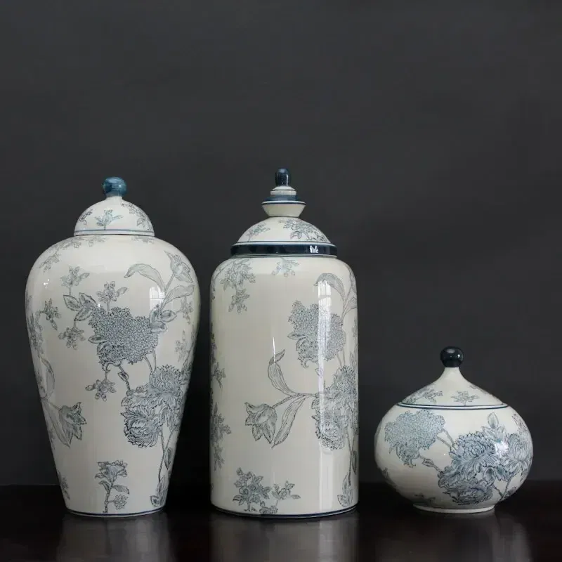 Color: Light Black - Jingdezhen-Antique Ceramics Vases Blue and White Porcelain Ornaments Flower Arrangement, Zen Style, Modern, Handmade Production - Image 3
